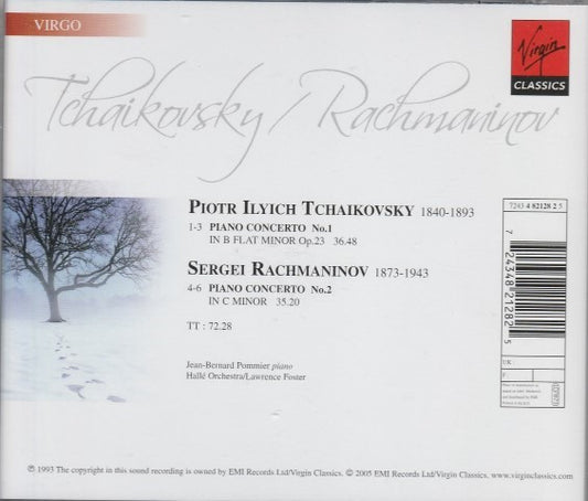 Jean-Bernard Pommier, Hallé Orchestra, Lawrence Foster - Pyotr Ilyich Tchaikovsky / Sergei Rachmaninoff : Piano Concerto No. 1 / Piano Concerto No. 2 (CD, Album, RE)