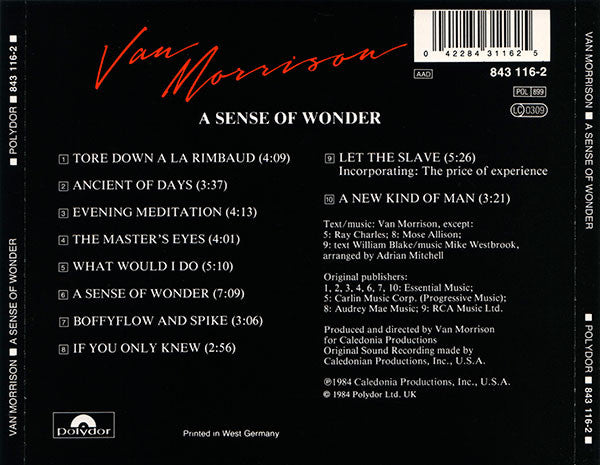 Van Morrison : A Sense Of Wonder (CD, Album, RE, Fre)