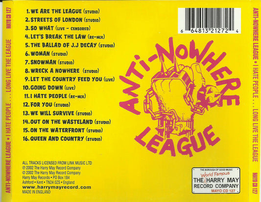 Anti-Nowhere League : I Hate People...Long Live The League (CD, Comp)