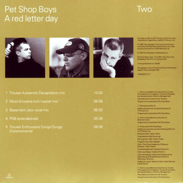 Pet Shop Boys : A Red Letter Day (CD, Single, Two)