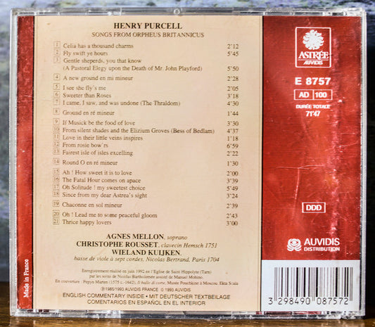 Henry Purcell - Agnès Mellon, Christophe Rousset, Wieland Kuijken : Songs From Orpheus Britannicus (CD, Album)