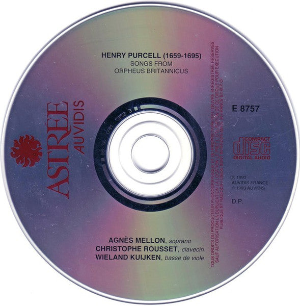 Henry Purcell - Agnès Mellon, Christophe Rousset, Wieland Kuijken : Songs From Orpheus Britannicus (CD, Album)