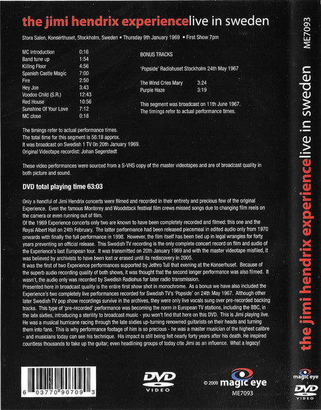 The Jimi Hendrix Experience : Live In Sweden (DVD, Unofficial, NTSC)