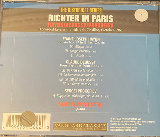 Sviatoslav Richter, Joseph Haydn / Claude Debussy / Sergei Prokofiev : Richter In Paris (CD, Album, RE)