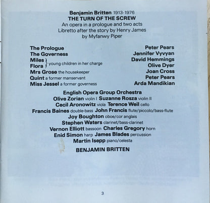 Benjamin Britten : The Turn Of The Screw (2xCD, Album, Mono, RE, RM)