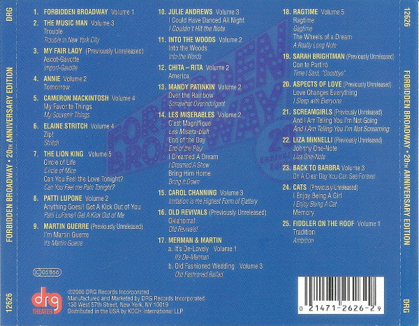 Gerard Alessandrini : Forbidden Broadway - 20th Anniversary Edition (CD, Comp)