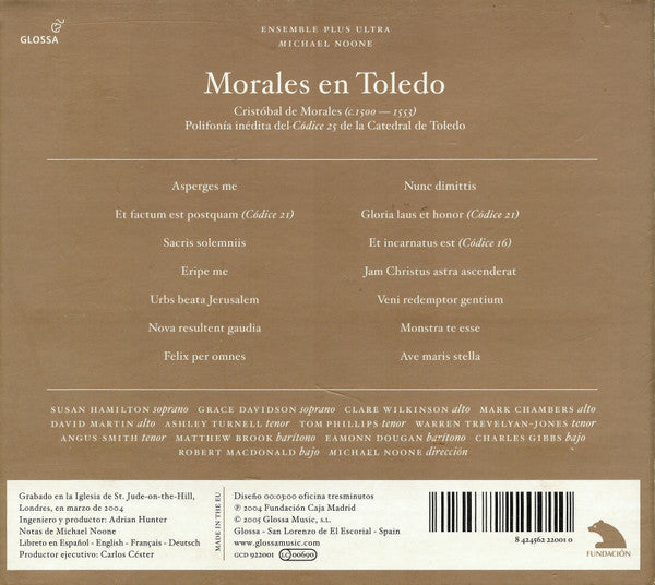Cristóbal de Morales, Ensemble Plus Ultra, Michael Noone : Morales En Toledo: Polifonía Inédita Del Códice 25, 1545-1547 (CD, Album)
