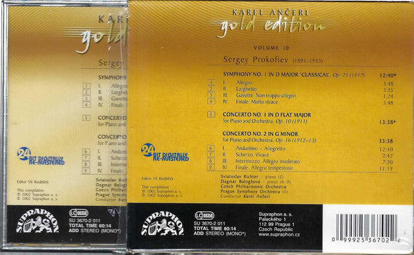 Karel Ančerl, The Prague Symphony Orchestra, The Czech Philharmonic Orchestra, Sviatoslav Richter, Dagmar Baloghová : Sergei Prokofiev : Symphony No. 1 'Classical' / Piano Concertos Nos. 1 & 2 (CD, Comp, Mono, RM)