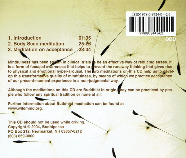 Bodhipaksa : Guided Meditations For Stress Reduction (CD)
